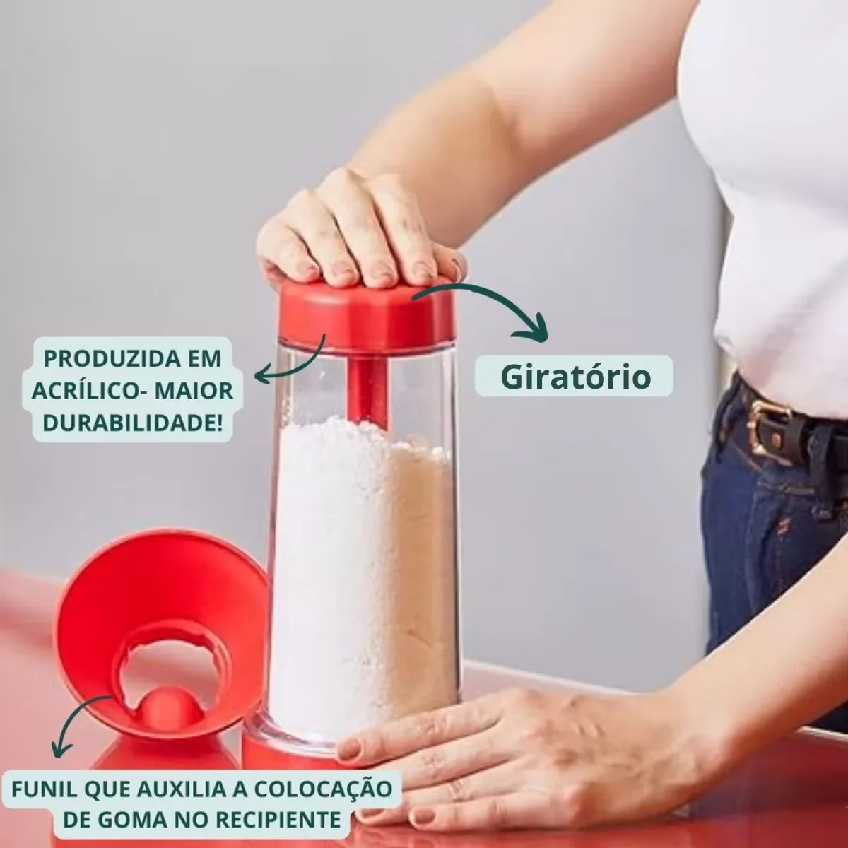 Peneira para tapioca, farinha e açúcar, utensílio de cozinha multiuso em aço inoxidável e plástico.