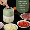 Mini Processador Elétrico de Alimentos Portátil com 3 lâminas de aço inox USB 250 ml Bivolt.