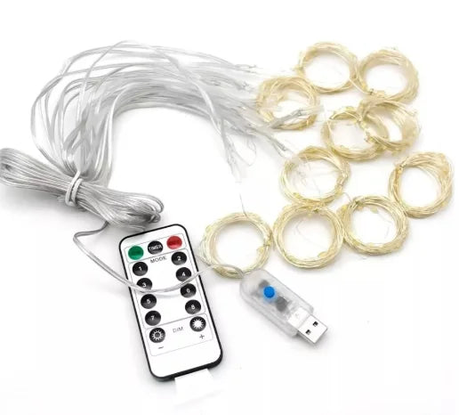 Cortina de LEDs com 400 luzes, 3x4, para decoração de Natal, festas e casamentos.