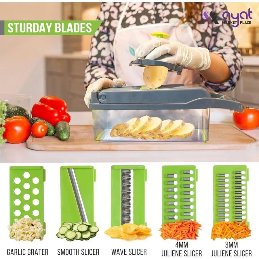Fatiador e Ralador de Legumes, Verduras, Frutas e Alimentos, Multiuso Slicer 16 em 1.