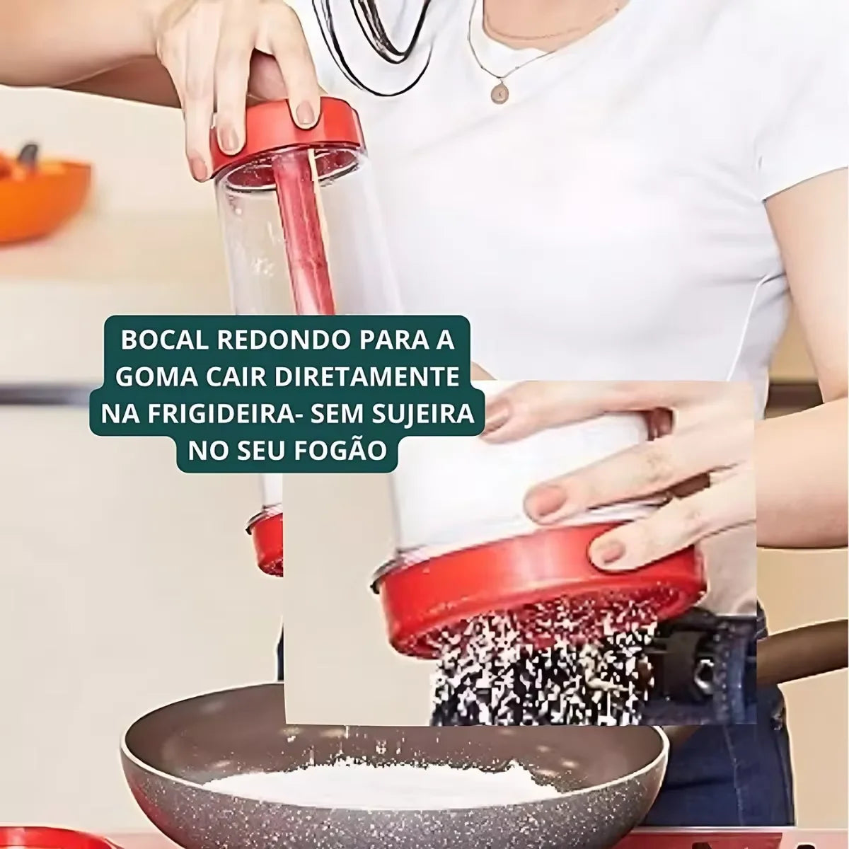Peneira para tapioca, farinha e açúcar, utensílio de cozinha multiuso em aço inoxidável e plástico.