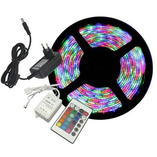 Kit Fita Led Colorida 3528 Rgb Luz Led Original Com Fonte E Controle.
