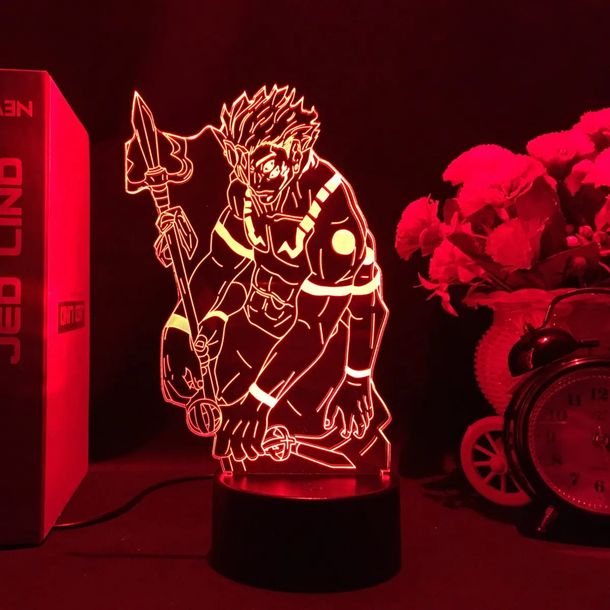 Luminária Noturna LED 3D com Figura de Ryomen Sukuna do Anime Jujutsu Kaisen.
