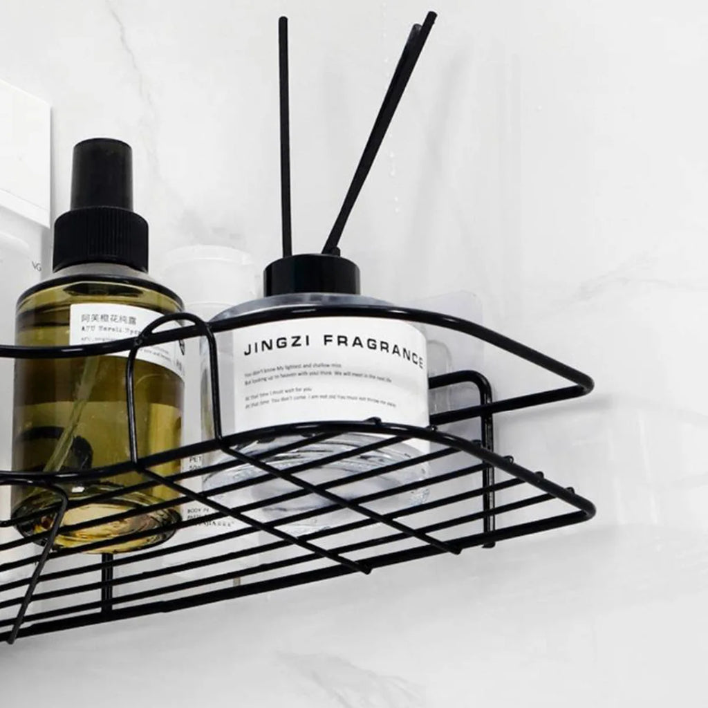 Organizador triangular sem furos para banheiro e cozinha.