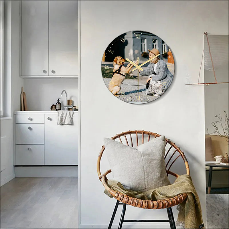 Relógio de parede moderno para decoração de casa, relógio de quartzo silencioso, 30-35 cm.