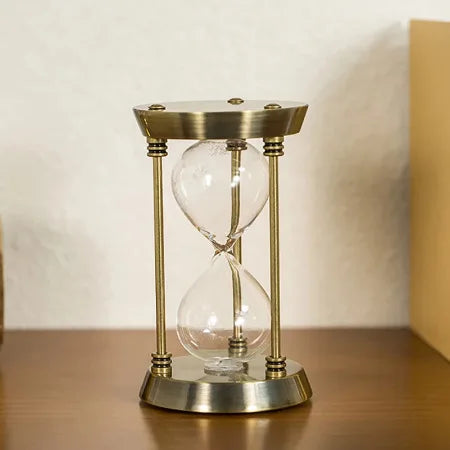Ampulheta nórdica retrô de metal com opções de 1/3/5/10/15 minutos para decoração.