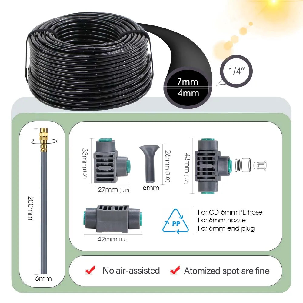 Controlador de irrigação para jardim com tela LCD inteligente independente de zona dupla, temporizador, kit de pulverização por atomização, sistema de resfriamento por névoa e dois controladores de irrigação.
