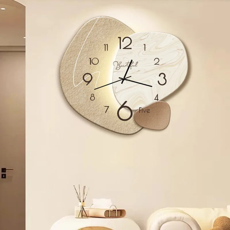 Relógio de parede moderno e luxuoso com LED, elegante e minimalista, de quartzo, decorativo para sala de estar, sala de jantar, com ponteiro LCD e conexão USB.