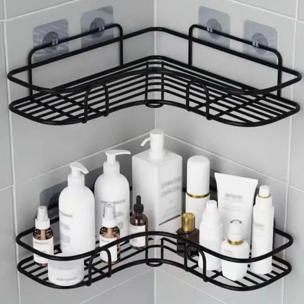 Organizador triangular sem furos para banheiro e cozinha.
