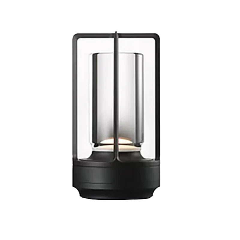 Luminária de mesa LED recarregável em liga de alumínio e cristal, ideal para decoração.