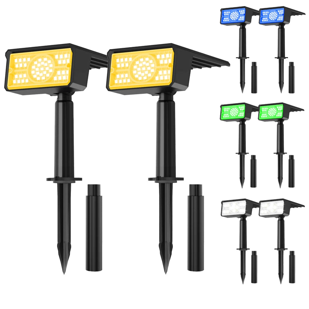 1 unidade de luminária solar de jardim 6000K/3000K/verde/azul, à prova d'água IP65.