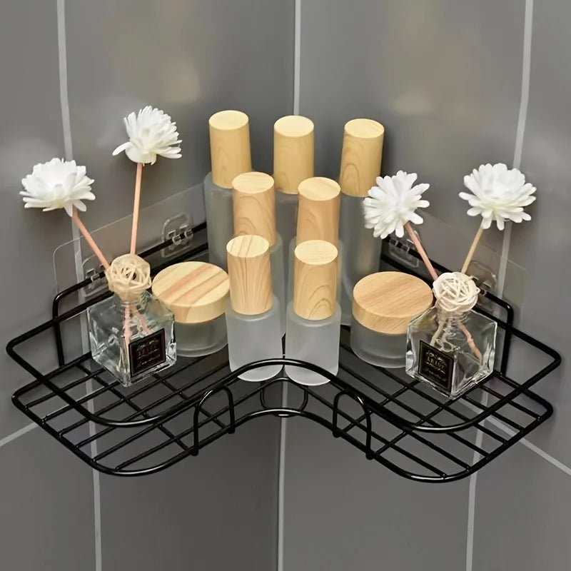 Organizador triangular sem furos para banheiro e cozinha.