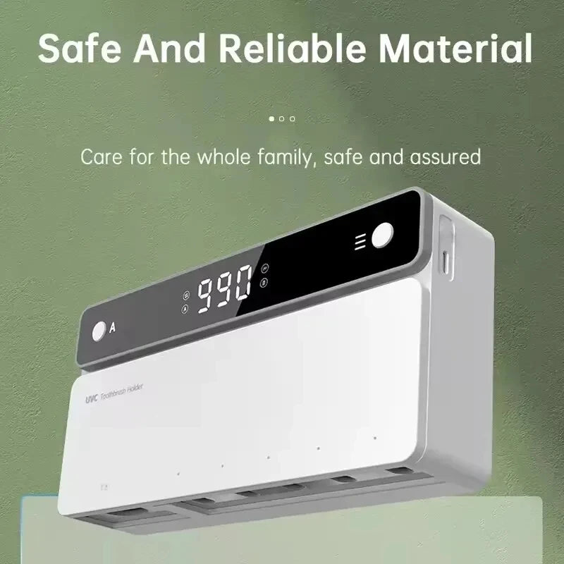 Novo porta-escovas de dentes multifuncional com esterilizador elétrico UV autolimpante para banheiro, luz noturna UVC recarregável.