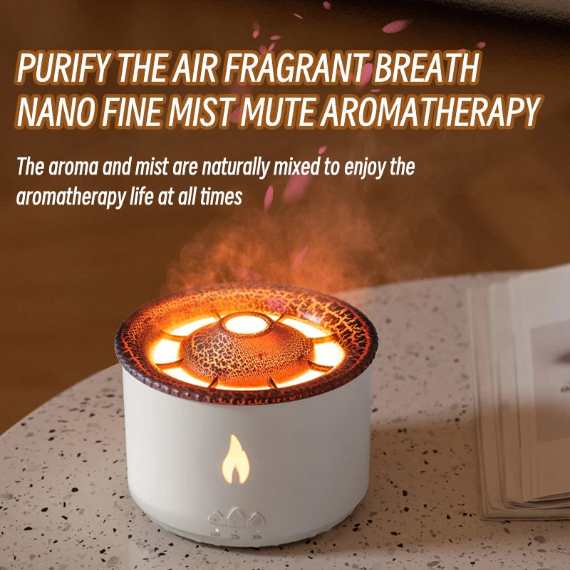 Difusor de Aromas KINSCOTER Vulcão Chama, Umidificador de Ar com Anel de Fumaça de Água-viva, 360ml, Difusor de Óleos Essenciais para Aromaterapia, Presente Incrível.