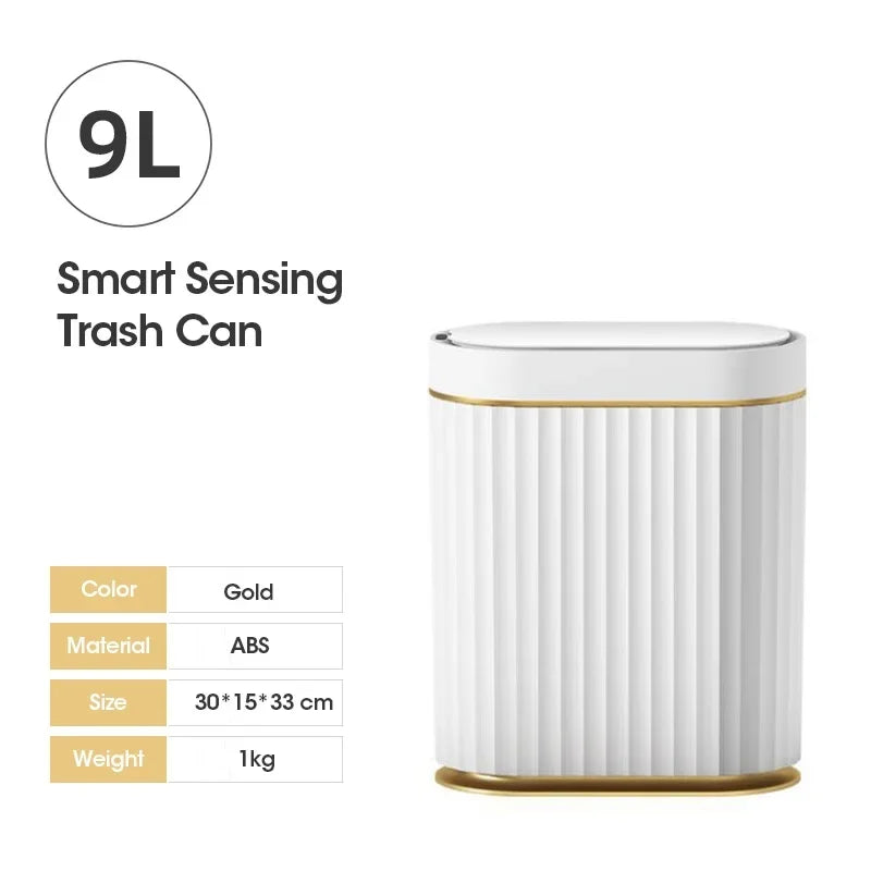 Lixeira Inteligente Automática com Sensor de 7L/9L para Resíduos Domésticos, Ideal para Cozinha e Banheiro.