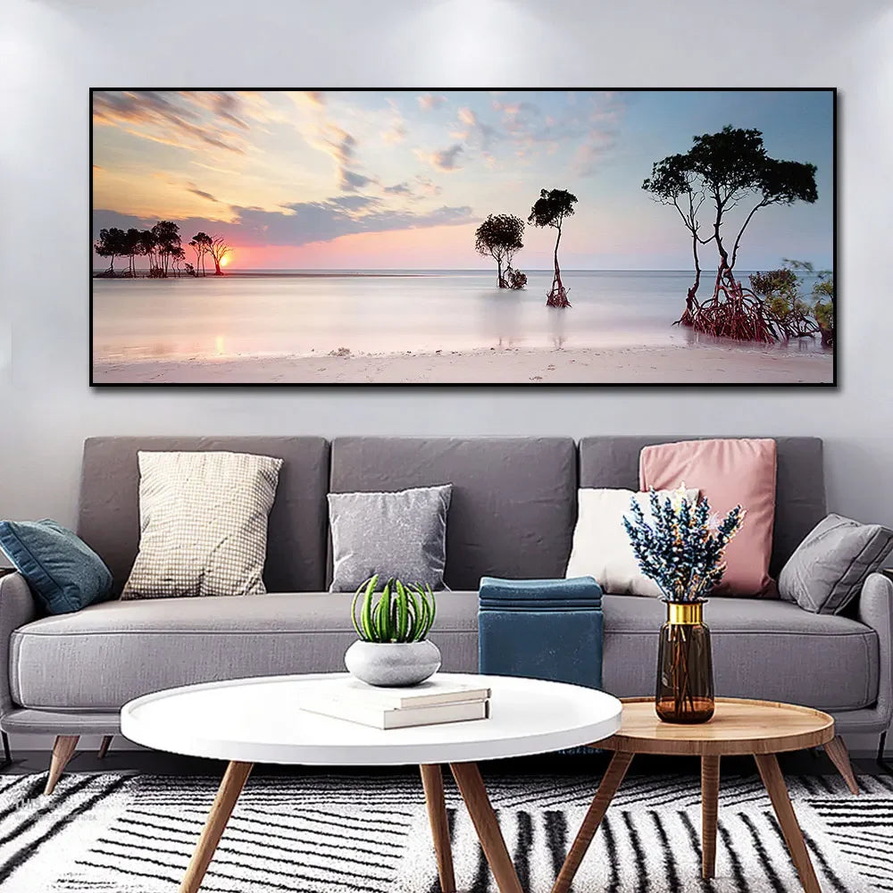 Arte de parede minimalista moderna, paisagem abstrata, pinturas a óleo em tela HD,