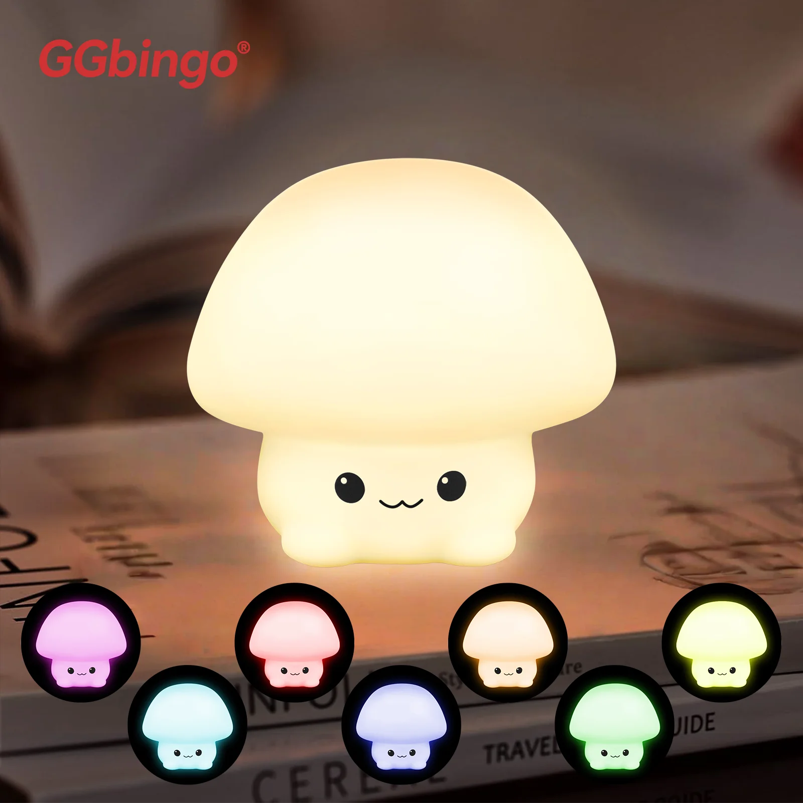Luminária Noturna Fofa em Formato de Pera, 7 Cores, Regulável por Toque, Silicone, Anti-Stress, Patinho de Estimação, Recarregável via USB.
