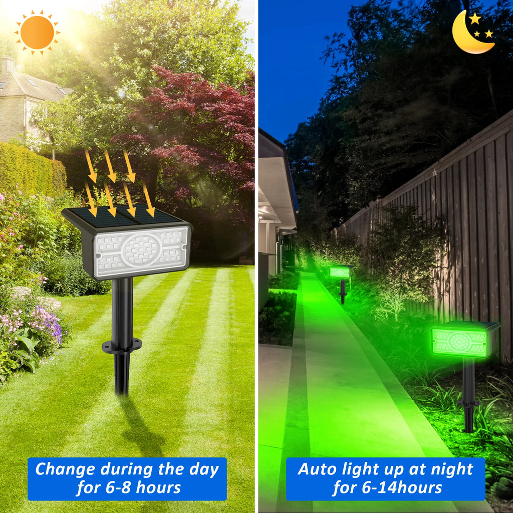 1 unidade de luminária solar de jardim 6000K/3000K/verde/azul, à prova d'água IP65.