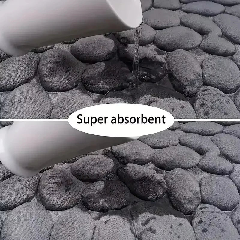 Tapete de veludo com textura em relevo e espuma, para banheiro e sala de estar, antiderrapante, com efeito de paralelepípedos, ideal para decoração de interiores.
