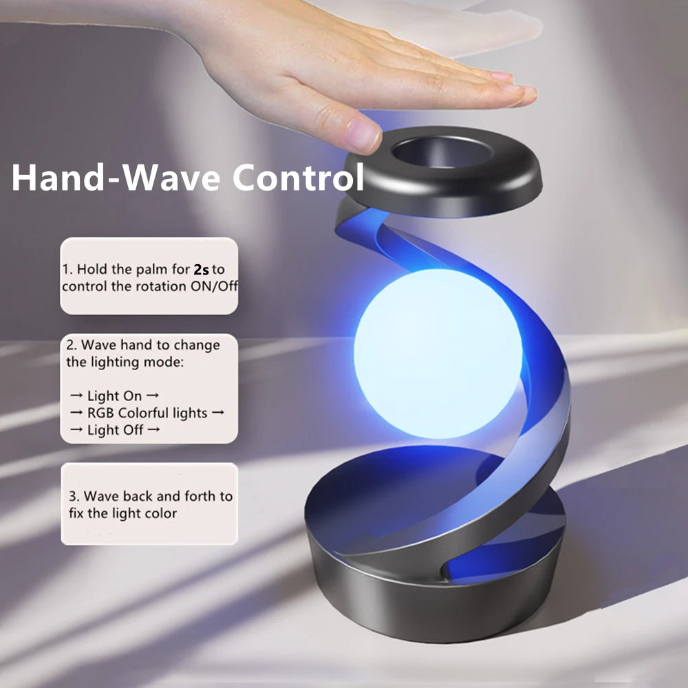 Luminária flutuante giratória, carregador sem fio de 15 W, RGB para criar ambiente.