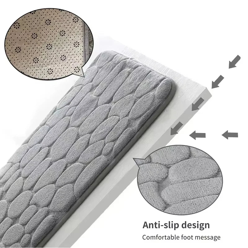 Tapete de veludo com textura em relevo e espuma, para banheiro e sala de estar, antiderrapante, com efeito de paralelepípedos, ideal para decoração de interiores.