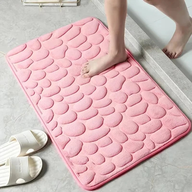 Tapete de veludo com textura em relevo e espuma, para banheiro e sala de estar, antiderrapante, com efeito de paralelepípedos, ideal para decoração de interiores.