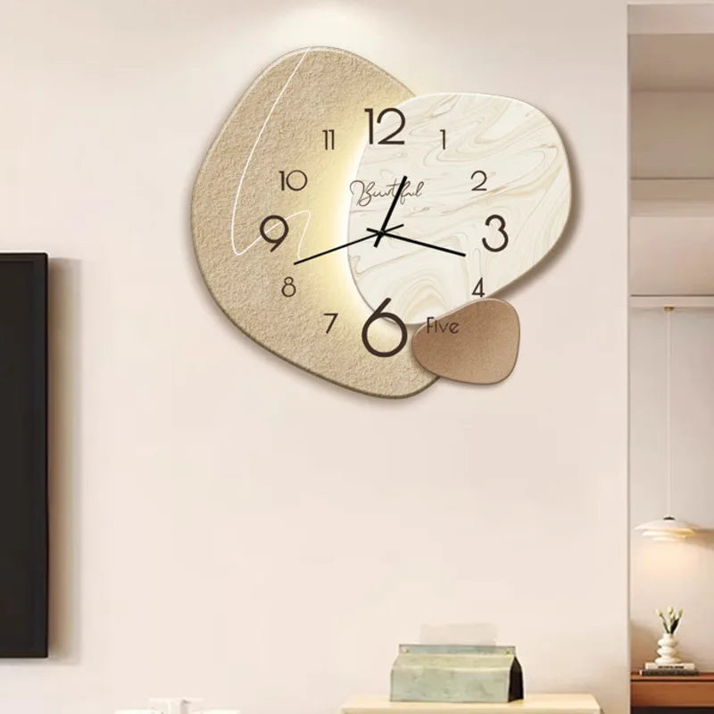 Relógio de parede moderno e luxuoso com LED, elegante e minimalista, de quartzo, decorativo para sala de estar, sala de jantar, com ponteiro LCD e conexão USB.