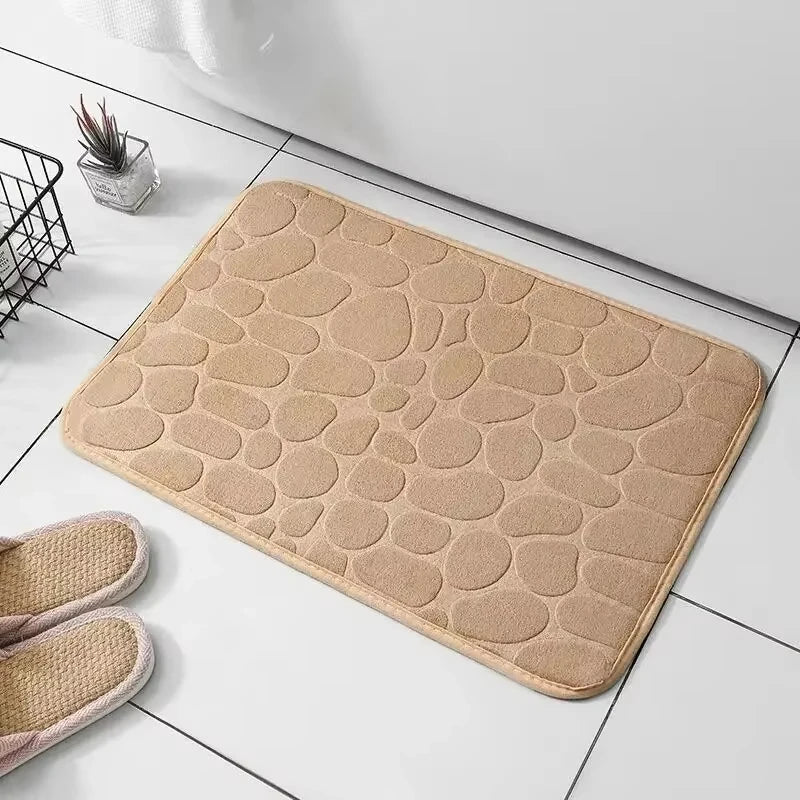 Tapete de veludo com textura em relevo e espuma, para banheiro e sala de estar, antiderrapante, com efeito de paralelepípedos, ideal para decoração de interiores.
