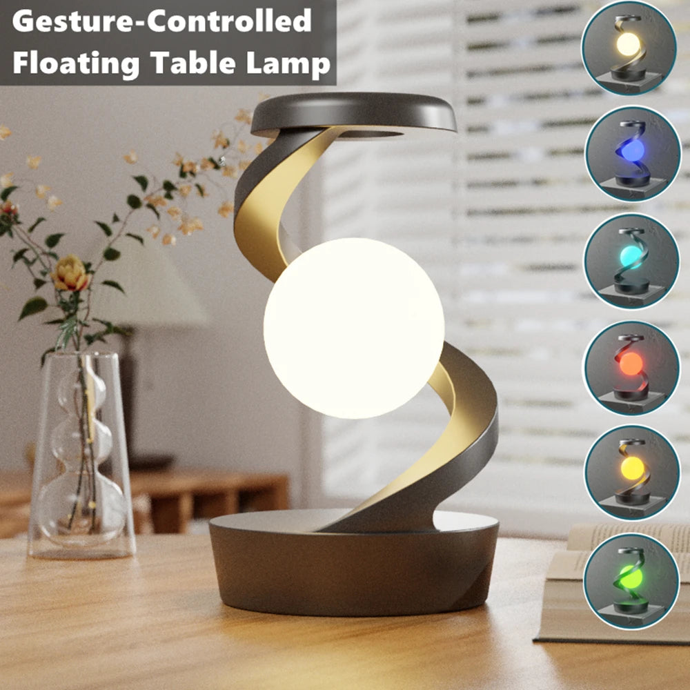 Luminária flutuante giratória, carregador sem fio de 15 W, RGB para criar ambiente.