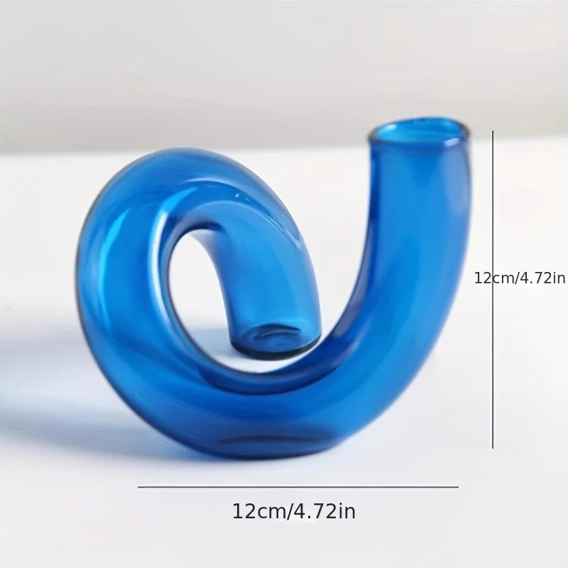 Vaso de vidro nórdico irregular | Centro de mesa moderno e transparente para sala de jantar/estar, decoração criativa para casa com pedestal.
