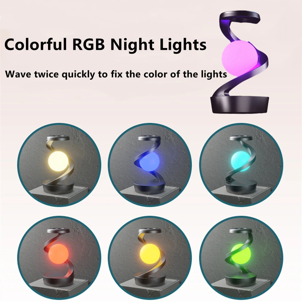 Luminária flutuante giratória, carregador sem fio de 15 W, RGB para criar ambiente.