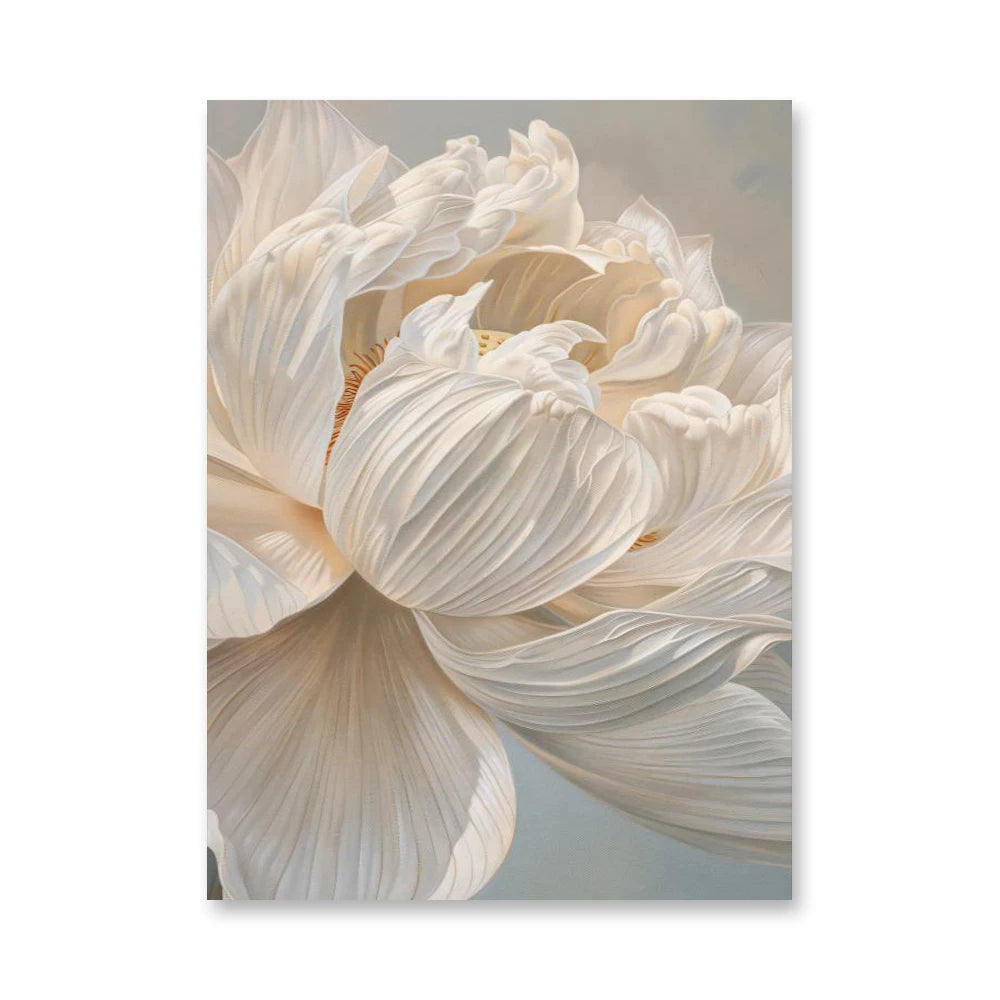 Pintura a óleo abstrata de flor branca impressa em tela, pôsteres e impressões florais de luxo para decoração de parede, varanda e sala de estar.