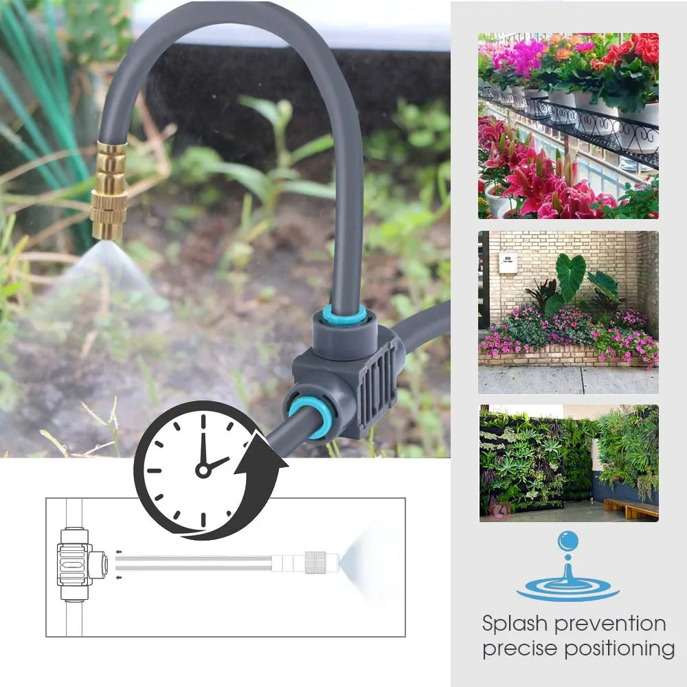 Controlador de irrigação para jardim com tela LCD inteligente independente de zona dupla, temporizador, kit de pulverização por atomização, sistema de resfriamento por névoa e dois controladores de irrigação.