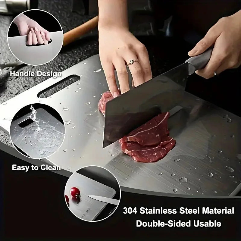 Tábua de corte em aço inoxidável 304: 46 cm, antibacteriana e resistente ao mofo - ideal para a cozinha.