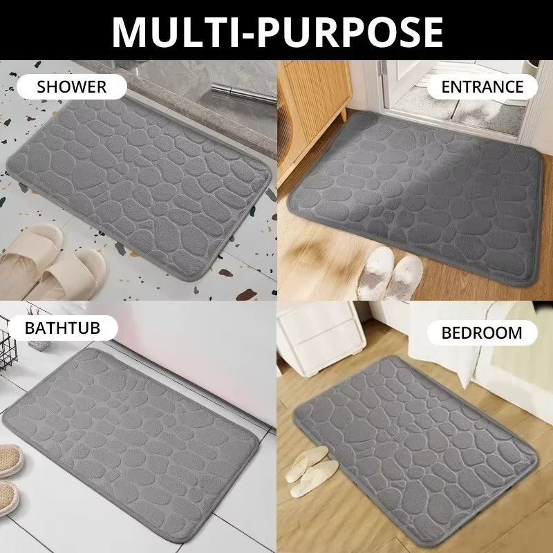 Tapete de veludo com textura em relevo e espuma, para banheiro e sala de estar, antiderrapante, com efeito de paralelepípedos, ideal para decoração de interiores.