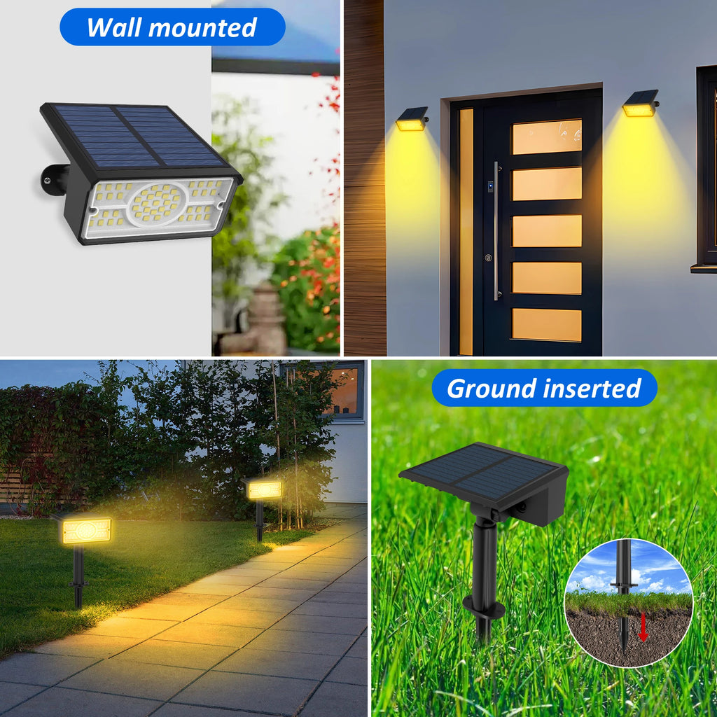 1 unidade de luminária solar de jardim 6000K/3000K/verde/azul, à prova d'água IP65.