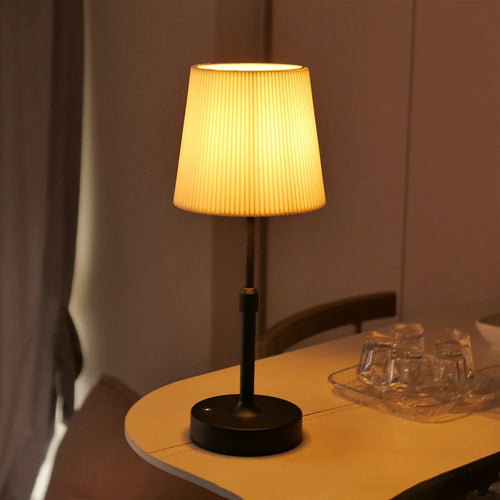 Abajur de mesa sem fio com cúpula de tecido, recarregável com interruptor de toque, lâmpada E12 substituível, luz quente de 2700K.