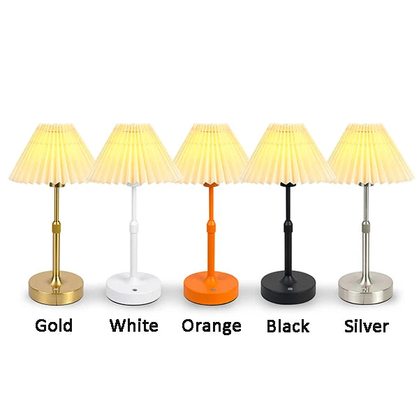Abajur de mesa sem fio com cúpula de tecido, recarregável com interruptor de toque, lâmpada E12 substituível, luz quente de 2700K.