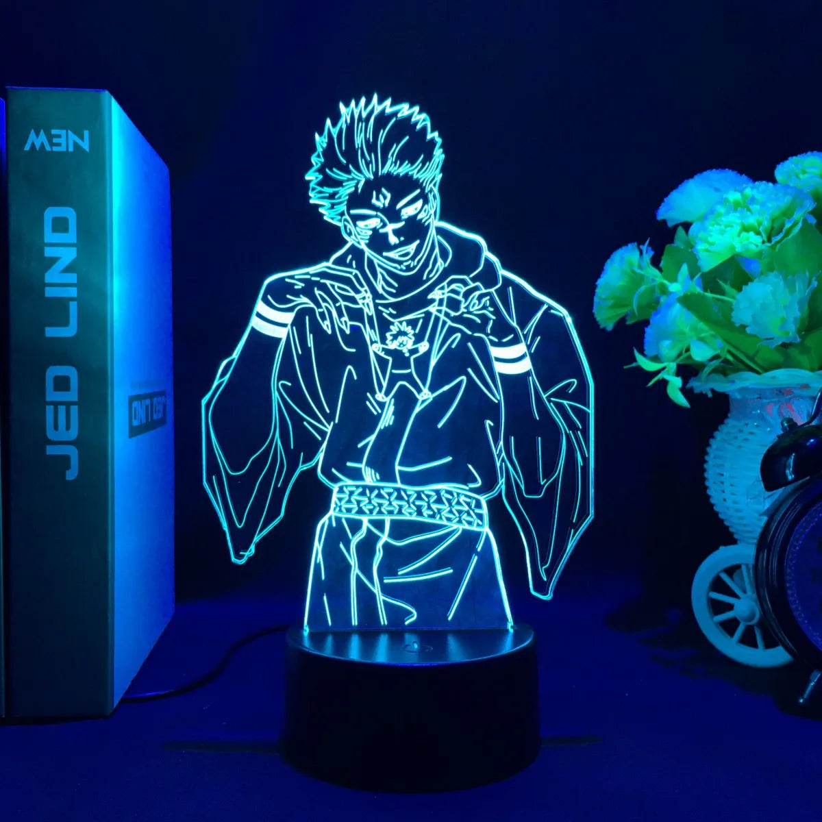 Luminária Noturna LED 3D com Figura de Ryomen Sukuna do Anime Jujutsu Kaisen.
