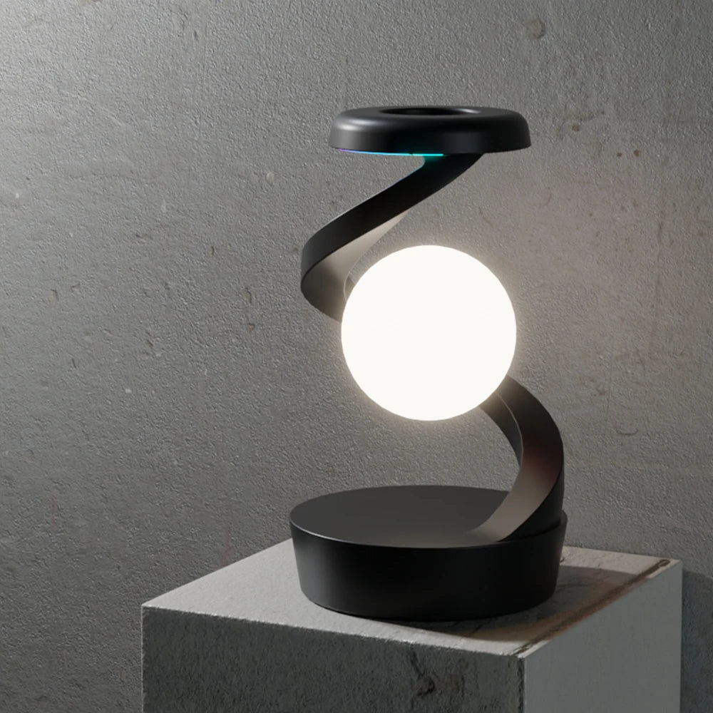 Luminária flutuante giratória, carregador sem fio de 15 W, RGB para criar ambiente.