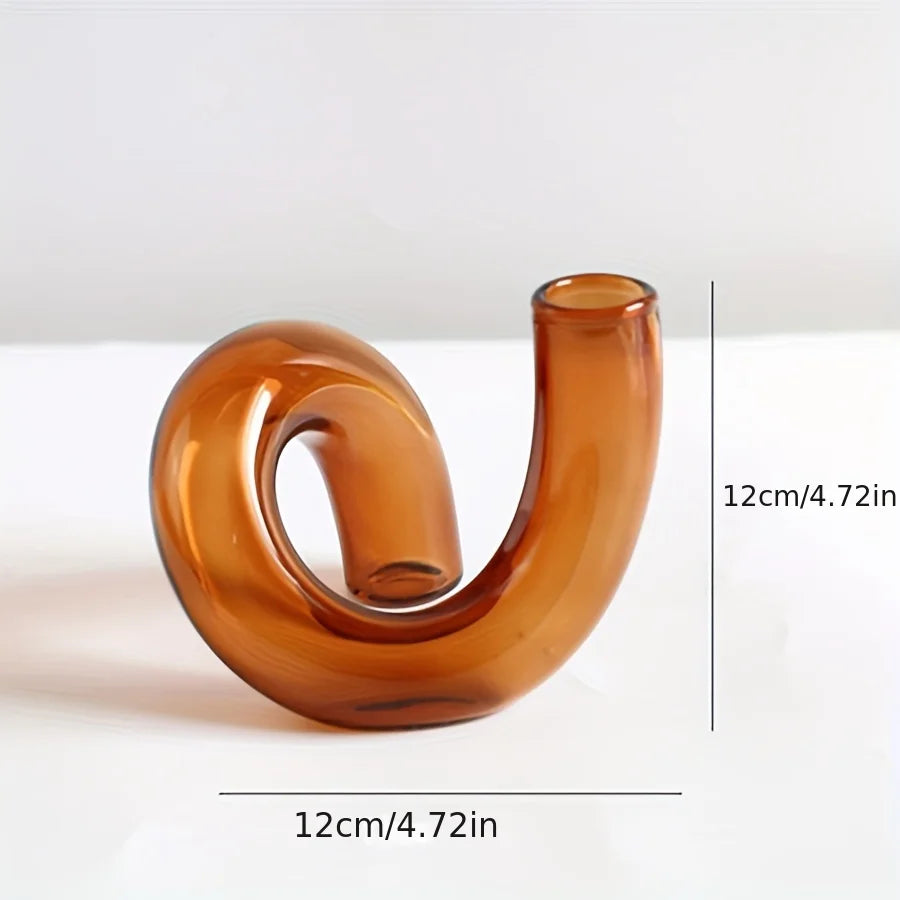 Vaso de vidro nórdico irregular | Centro de mesa moderno e transparente para sala de jantar/estar, decoração criativa para casa com pedestal.