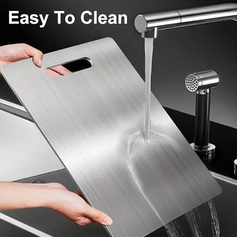 Tábua de corte em aço inoxidável 304: 46 cm, antibacteriana e resistente ao mofo - ideal para a cozinha.