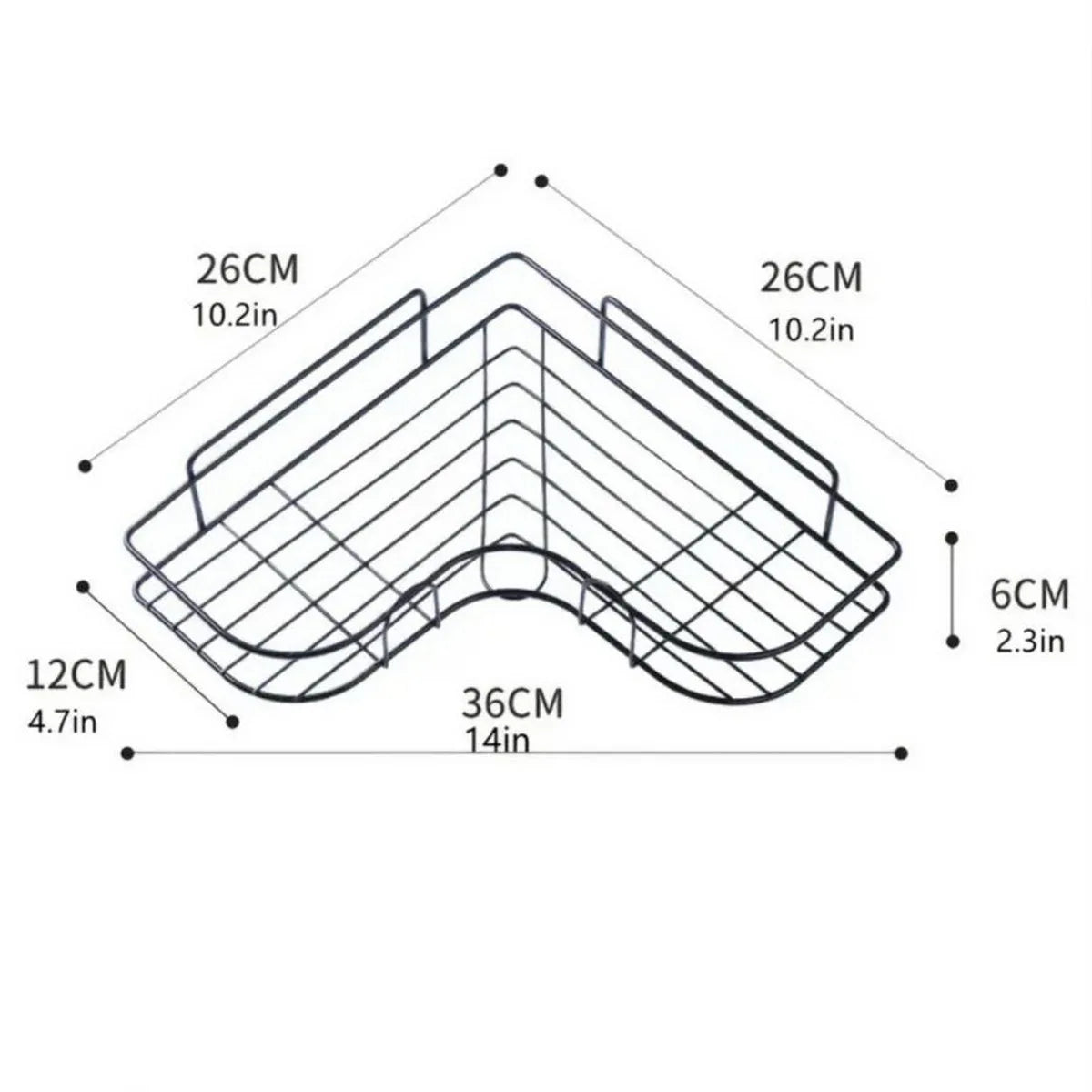Organizador triangular sem furos para banheiro e cozinha.