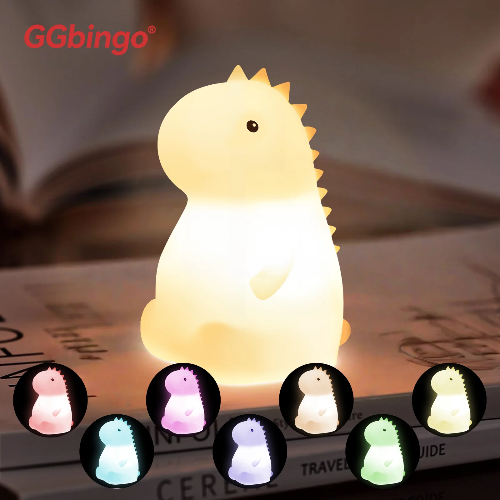Luminária Noturna Fofa em Formato de Pera, 7 Cores, Regulável por Toque, Silicone, Anti-Stress, Patinho de Estimação, Recarregável via USB.