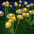 Luminária solar de jardim com LED de modo duplo, em formato de cogumelo, à prova d'água, para decoração de quintal, pátio e caminho, criando um ambiente aconchegante no jardim.