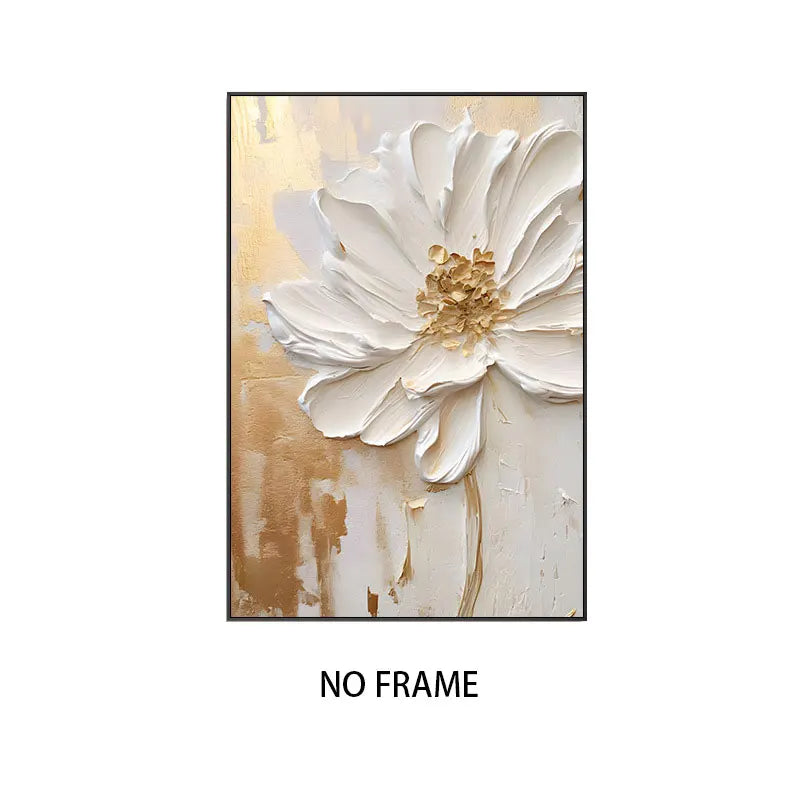 Pintura a óleo abstrata de flor branca impressa em tela, pôsteres e impressões florais de luxo para decoração de parede, varanda e sala de estar.